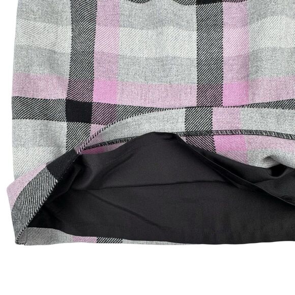 Talbots Plaid Skirt Womens 10 Gray Purple Wool Blend Academia Preppy Career - Picture 4 of 12